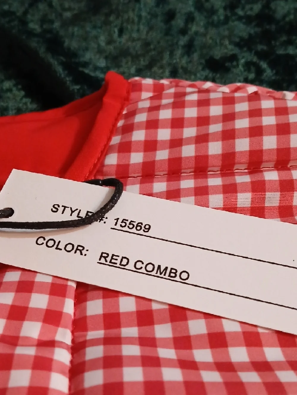 Stoosh Red and White Gingham Tie-Front Quilted Vest - Picture 3 of 10